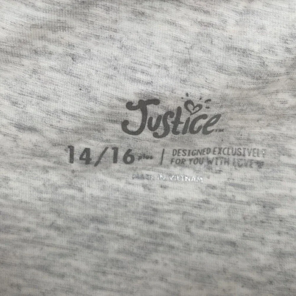 Justice Girls Gray Peach Just Peachy Graphic Tee Shirt size 14/16 plus